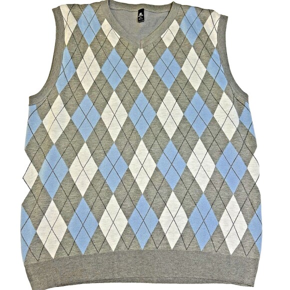 Red Ape Academia Preppy Multicolor Argyle Acrylic Vest Sweater Men size 4XL - Picture 1 of 6